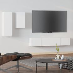 Ensemble de meubles TV 4 pcs Blanc Bois d'ingénierie