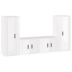 Ensemble de meubles TV 4 pcs Blanc brillant Bois d'ingénierie