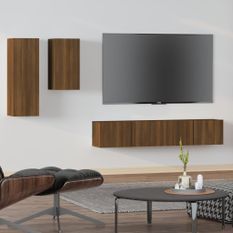 Ensemble de meubles TV 4 pcs Chêne marron Bois d'ingénierie