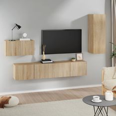 Ensemble de meubles TV 4 pcs Chêne sonoma Bois d'ingénierie