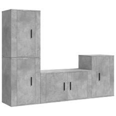 Ensemble de meubles TV 4 pcs Gris béton Bois d'ingénierie