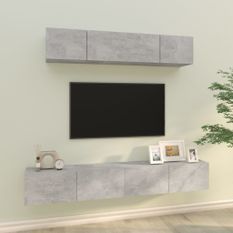 Ensemble de meubles TV 4 pcs Gris béton Bois d'ingénierie