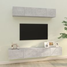 Ensemble de meubles TV 4 pcs Gris béton Bois d'ingénierie