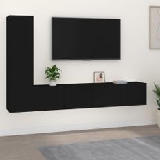 Ensemble de meubles TV 4 pcs Noir Bois d'ingénierie