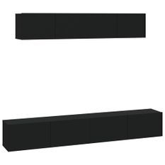 Ensemble de meubles TV 4 pcs Noir Bois d'ingénierie 2