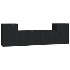 Ensemble de meubles TV 4 pcs Noir Bois d'ingénierie