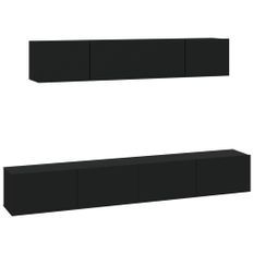 Ensemble de meubles TV 4 pcs Noir Bois d'ingénierie