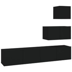 Ensemble de meubles TV 4 pcs Noir Bois d'ingénierie