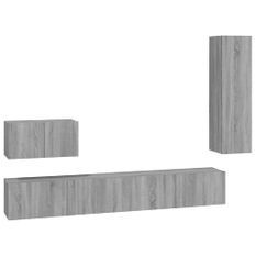 Ensemble de meubles TV 4 pcs Sonoma gris Bois d'ingénierie