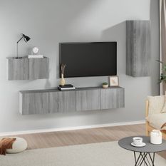 Ensemble de meubles TV 4 pcs Sonoma gris Bois d'ingénierie