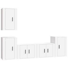 Ensemble de meubles TV 5 pcs Blanc Bois d'ingénierie