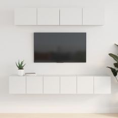 Ensemble de meubles TV 5 pcs Blanc Bois d'ingénierie