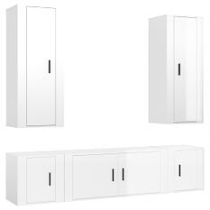 Ensemble de meubles TV 5 pcs Blanc brillant Bois d'ingénierie