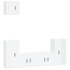 Ensemble de meubles TV 5 pcs Blanc brillant Bois d'ingénierie