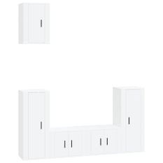 Ensemble de meubles TV 5 pcs Blanc brillant Bois d'ingénierie