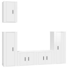 Ensemble de meubles TV 5 pcs Blanc brillant Bois d'ingénierie