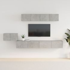 Ensemble de meubles TV 5 pcs Gris béton Bois d'ingénierie