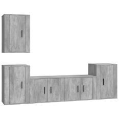 Ensemble de meubles TV 5 pcs Gris béton Bois d'ingénierie