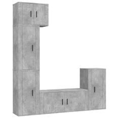 Ensemble de meubles TV 5 pcs Gris béton Bois d'ingénierie