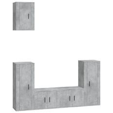 Ensemble de meubles TV 5 pcs Gris béton Bois d'ingénierie