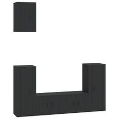 Ensemble de meubles TV 5 pcs Noir Bois d'ingénierie