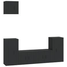 Ensemble de meubles TV 5 pcs Noir Bois d'ingénierie