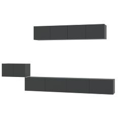 Ensemble de meubles TV 5 pcs Noir Bois d'ingénierie