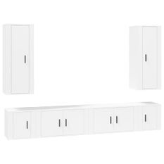 Ensemble de meubles TV 6 pcs Blanc Bois d'ingénierie