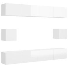 Ensemble de meubles TV 6 pcs Blanc brillant 4