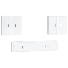 Ensemble de meubles TV 6 pcs Blanc brillant Bois d'ingénierie