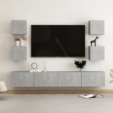 Ensemble de meubles TV 6 pcs Gris béton 2