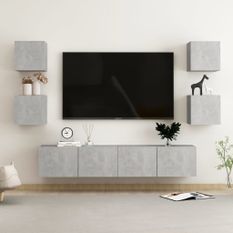 Ensemble de meubles TV 6 pcs Gris béton