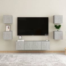 Ensemble de meubles TV 6 pcs Gris béton 5