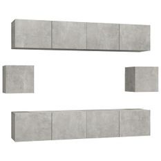 Ensemble de meubles TV 6 pcs Gris béton Bois d'ingénierie