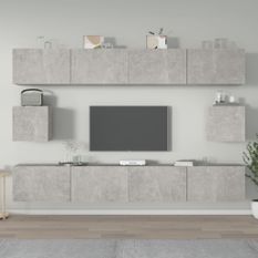 Ensemble de meubles TV 6 pcs Gris béton Bois d'ingénierie