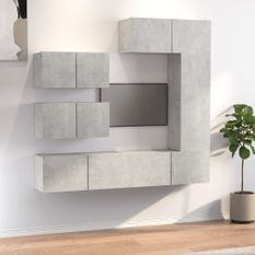 Ensemble de meubles TV 6 pcs Gris béton Bois d'ingénierie