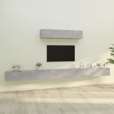 Ensemble de meubles TV 6 pcs Gris béton Bois d'ingénierie