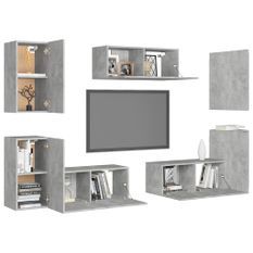Ensemble de meubles TV 7 pcs Gris béton 3