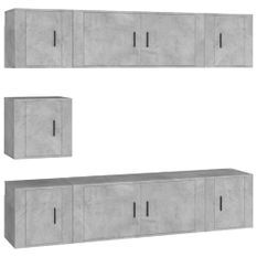 Ensemble de meubles TV 7 pcs Gris béton Bois d'ingénierie