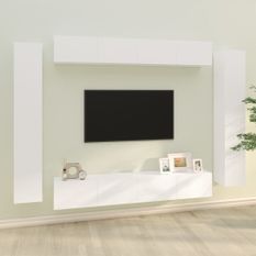 Ensemble de meubles TV 8 pcs Blanc Bois d'ingénierie