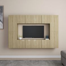 Ensemble de meubles TV 8 pcs Chêne sonoma 9