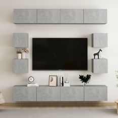 Ensemble de meubles TV 8 pcs Gris béton 3