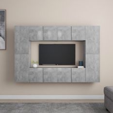 Ensemble de meubles TV 8 pcs Gris béton 8