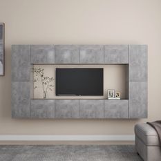 Ensemble de meubles TV 8 pcs Gris béton 4