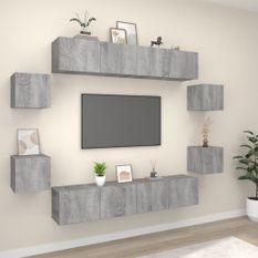 Ensemble de meubles TV 8 pcs Sonoma gris Bois d'ingénierie