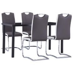 Ensemble de salle à manger 5 pcs Similicuir Gris 12