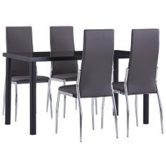 Ensemble de salle à manger 5 pcs Similicuir Gris