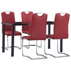 Ensemble de salle à manger 5 pcs Similicuir Rouge 2