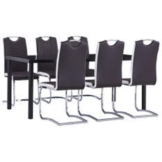 Ensemble de salle à manger 7 pcs Similicuir Marron 5