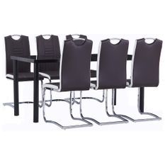 Ensemble de salle à manger 7 pcs Similicuir Marron 4